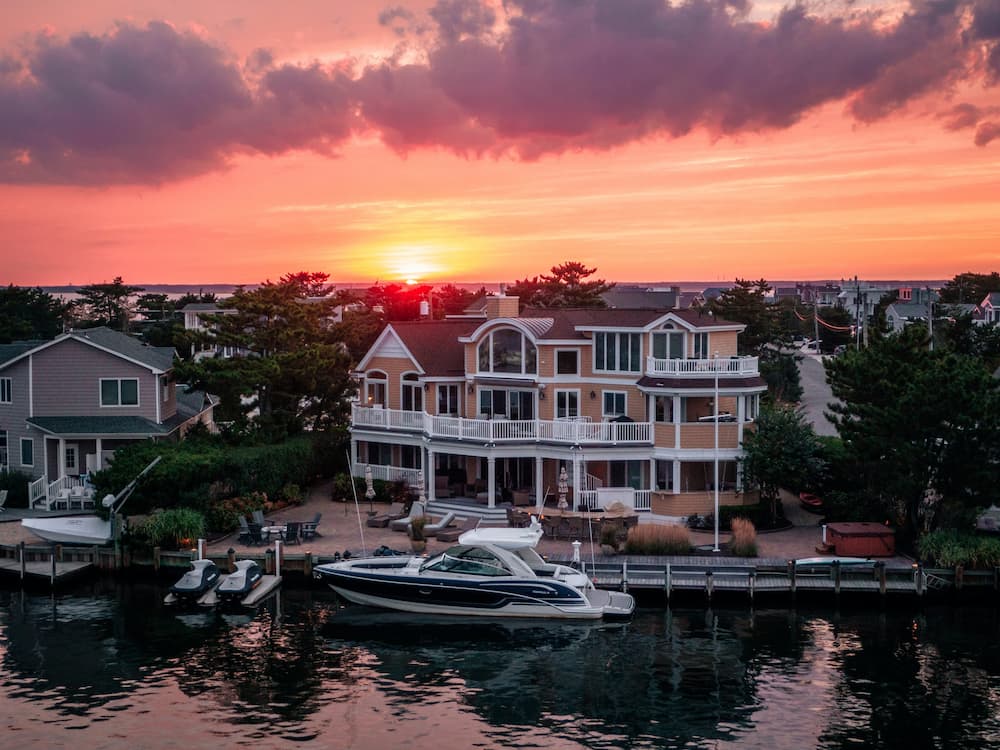 Breath-taking drone photo of a beach house along the east coast